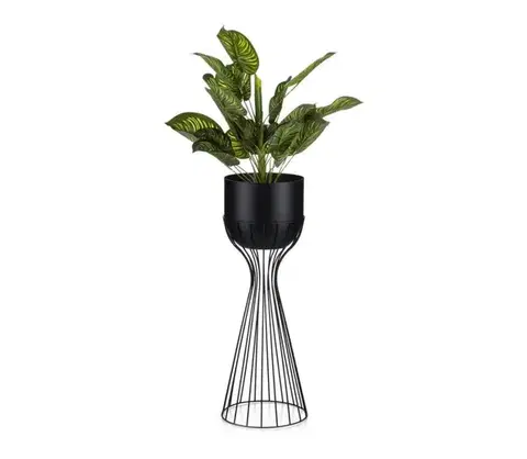 Stojany na kvetiny HowHomely Kovový kvetináč LOFT 56x20 cm čierna HH-ML-09-B