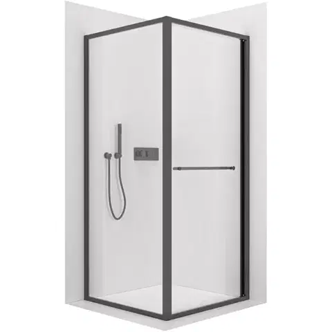 Sprchovacie kúty CERANO - Sprchovací kút Versaro L/P - 6 mm - čierna matná, transparentné sklo - 100x100 - zasúvacia CER-8050BD80290