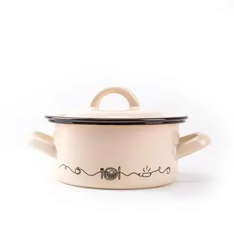 Hrnce Kinekus Kastról smaltovaný s pokrievkou, 14cm/1,0L, dekor Linea