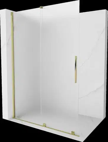 Sprchové dvere MEXEN/S - Velar Sprchová zástena posuvná Walk-in 140 x 200, dekor 8 mm, zlato 871-140-000-33-50