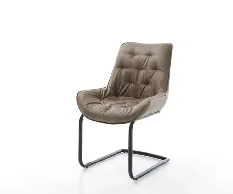 Jedálenské stoličky DELIFE Jedálenská stolička Taimi-Flex mikrovlákno taupe vintage jedálenská stolička okrúhla čierna
