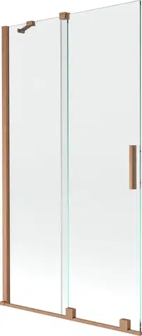 Sprchové dvere MEXEN/S - Velar Dvojkrídlová posuvná vaňová zástena 100 x 150, transparent, kartáčovaná meď 896-100-000-01-65