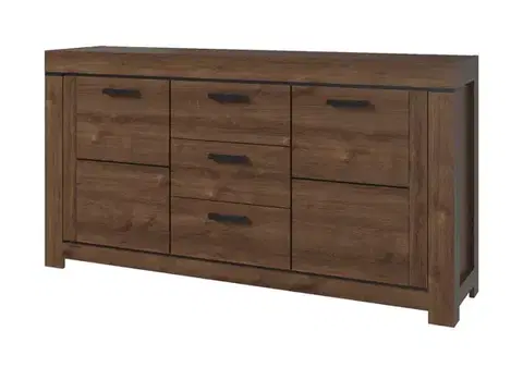 Komody KONDELA Boras 2D3S dvojdverová komoda so zásuvkami dub hnedý