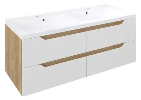 Kúpeľňový nábytok SAPHO Dvojitá skrinka WAVE 119,7x50x47,8cm, biela/dub alabama WA120-3022