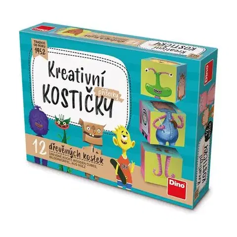 Obrázkové kocky Dino Toys Drevené kocky Príšerky 12 Dino