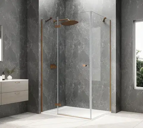 Sprchové dvere POLYSAN - GLOBE COPPER MATT obdĺžniková sprchová zástena 800x900, číre sklo, ľavá GB1080-3315LPG