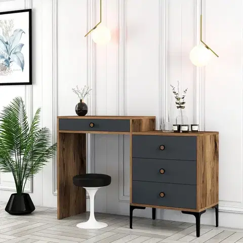 Toaletné Toaletný stolík Lizbon 550 - Walnut, Anthracite