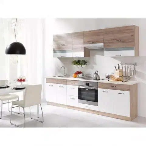 Modulový kuchynský nábytok Kuchynská linka Econo C Plus 260cm sonoma/biely