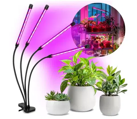Lampy  LED Stmievateľná lampa s klipom na pestovanie rastlín VITARO 4xLED/10W/230V čierna KDSN00000083