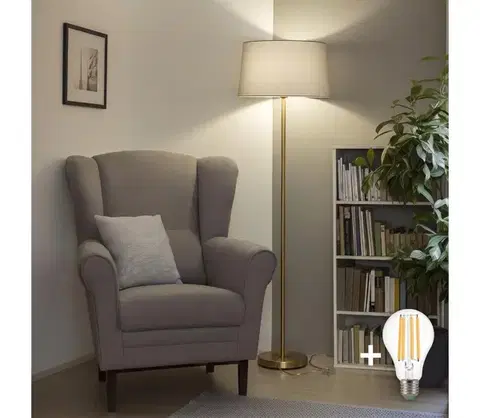 Lampy BRILAGI - LED stojacia lampa CERIA 1xE27/20W/230V priemer 45 cm sivá/zlatá SA2189+EG781042