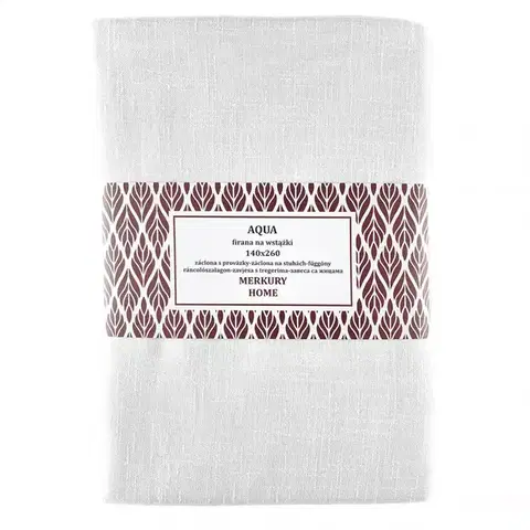 Záclony do obývačky Záclona na šnurovanie AQUA polyester biela 140x260 Merkury Home