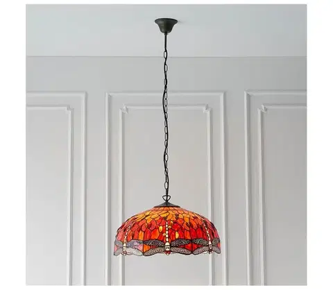Svietidlá Endon 64082 - Luster na reťazi Tiffany DRAGONFLY 3xE27/60W/230V priemer 50 cm 64082