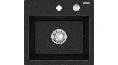 Kuchynské drezy MEXEN MEXEN - Milo granitový drez 1-miska 435x410 mm, čierna / kovové zlato 6505441000-75