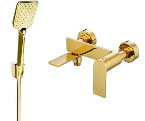 Kúpeľňové batérie MEXEN/S - Zero SET vaňová batéria s príslušenstvom R62, zlatá 7113R62-50