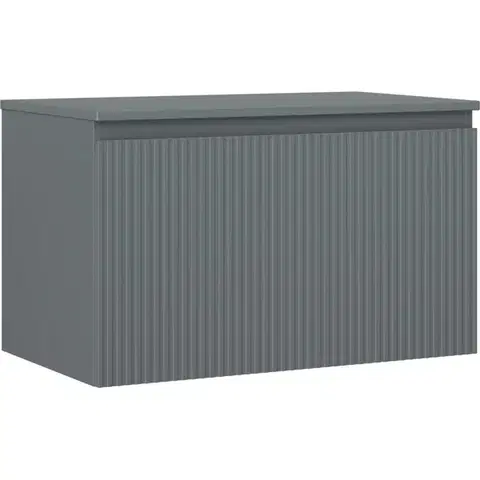 Kúpeľňový nábytok MEXEN/S - Rivel kúpeľňová skrinka pod umývadlo 80 cm s doskou, 1 šuplík, reliéf, grafit mat 91A20-08047-1-BFC66