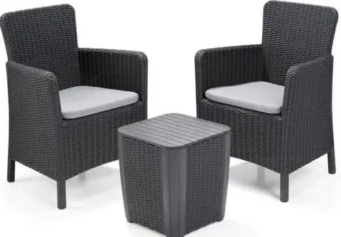 Záhradné jedálenské sety Záhradný jedálenský set 3 ks TRENTON BALCONY Allibert