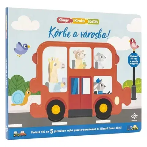 Leporelá, krabičky, puzzle knihy Körbe a városba! – Fedezd fel az 5 járműben rejlő puzzle-darabokat és illeszd össze őket! - Katalin Bogos