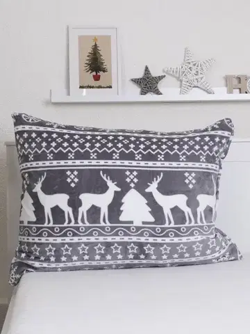 Dekoračné obliečky MKLozkoviny.sk Obliečka na vankúš mikroplyš 70 × 90 cm - Jelene sivé-  -