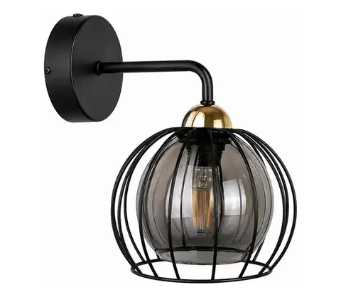 Svietidlá Keter Lighting Nástenné svietidlo SOLO BLACK 1xE27/60W/230V čierna/zlatá 1488