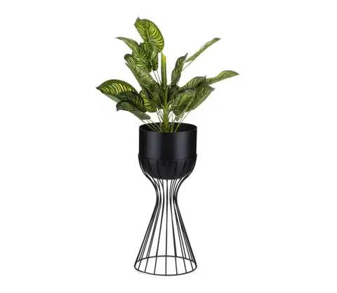 Stojany na kvetiny HowHomely Kovový kvetináč LOFT 46x20 cm čierna HH-ML-07-B