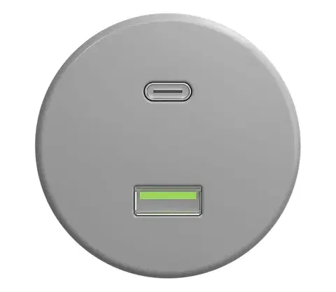 Predlžovacie káble lap - Retro USB zásuvka A+C bez rámika šedá S/USB