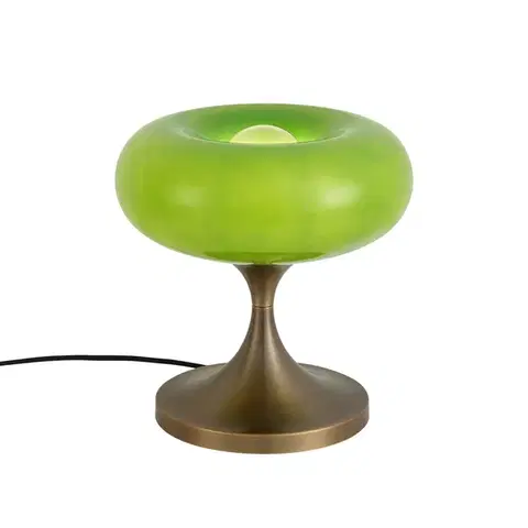 Stolné lampy Retro stolná lampa tmavobronzová so zeleným skleneným tienidlom 31 cm - Glaze