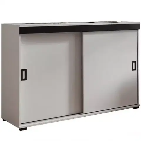 Komody do spálne Komoda Retro 140 Biely + Čierna Rukoväte