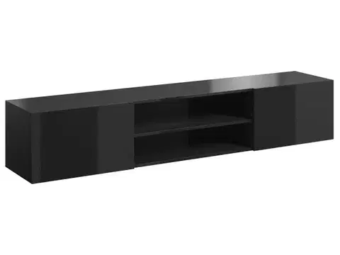 TV stolíky CAMA MEBLE Slide 200 K tv stolík čierna / čierny lesk