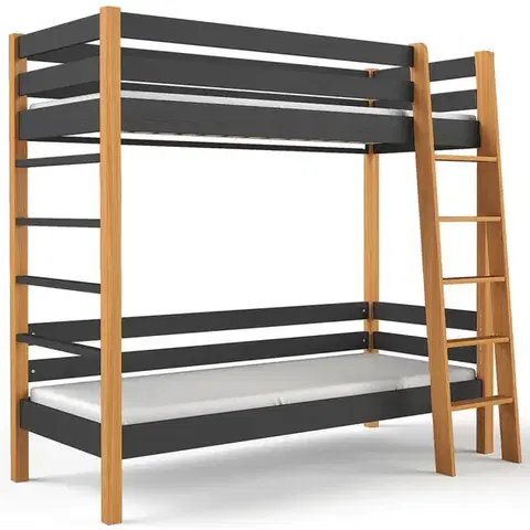 Postele pre dievčatá Posteľ Zuza 80x190 Čierna/Prírodný Dub