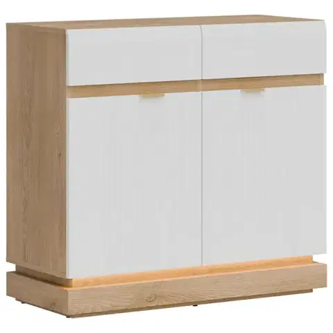 Komody do spálne Komoda Milton ML02 dub crem torro biela