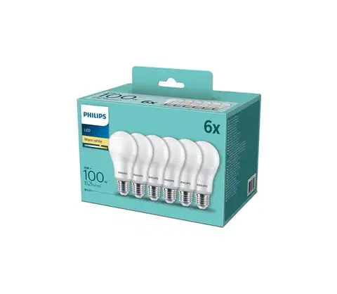 LED osvetlenie SADA 6x LED Žiarovka Philips A60 E27/13W/230V 2700K 8718699775568