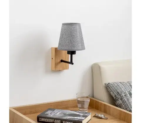 Svietidlá BRILAGI - Nástenná lampa NUBILA WOOD 1xE27/25W/230V dub/šedá BG1561+BG1569