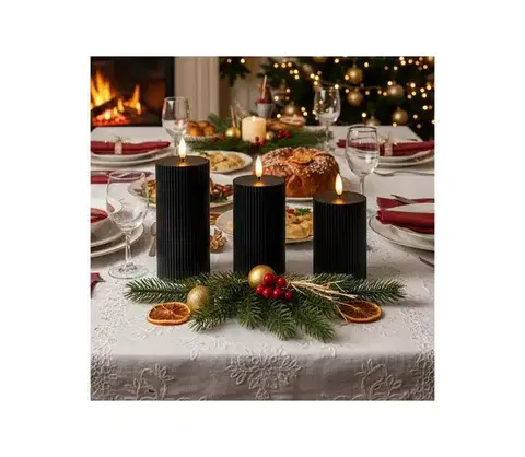Svietidlá Estilo Home SADA 3x LED sviečok BRILLO LED/2xAA čierna + diaľkové ovládanie 5905623254876