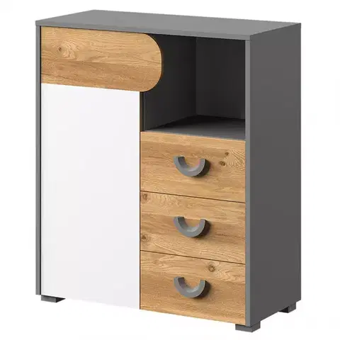 Komody do spálne Komoda Carini Komoda 1D3S Ca6 White Light Graphite