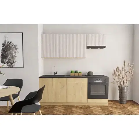 Moderný kuchynský nábytok Kuchynská linka Sofia 2,0 Bez/Dub Cremona