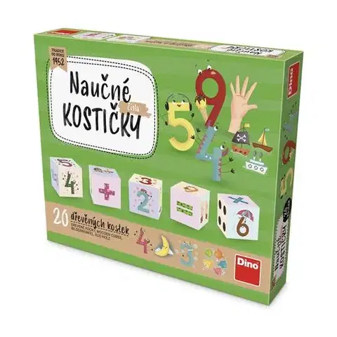 Obrázkové kocky Dino Toys Drevené kocky Čísla 20 Dino
