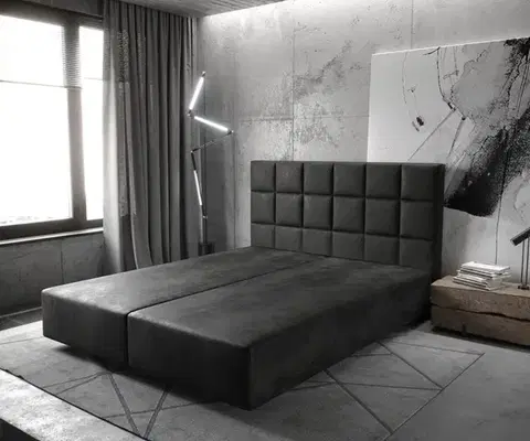 Rámy postelí DELIFE Boxspring posteľ Dream-Fine 180×200 cm mikrovlákno antracitová vintage