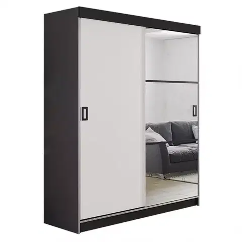 Spálňové šatníkové skrine Skriňa Retro 138 5L grafit/ Dvierka biely