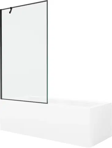 Sprchové dvere MEXEN/S - Cubik obdĺžniková vaňa 170 x 70 cm s panelom + vaňová zástena 100, čierna vzor 550317070X9510007070