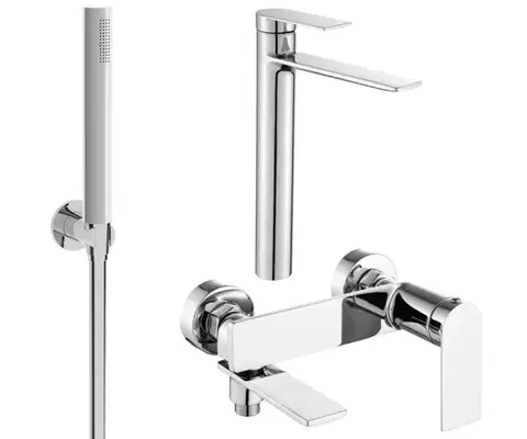 Kúpeľňové batérie MEXEN/S - Zero SET umývadlová + vaňová batéria s príslušenstvom R70, chróm 71113R70-00