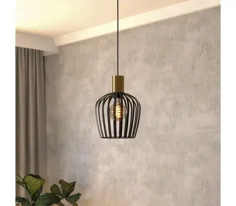 Svietidlá Eglo 901036 - Luster na lanku EMPOLI 1xE27/40W/230V čierna/zlatá 901036