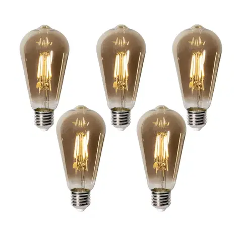 LED osvetlenie Sada 5 stmievateľných LED žiaroviek E27 ST64 dymové sklo 5W 450 lm 2700K