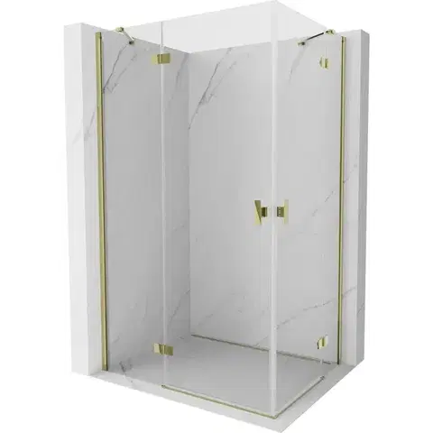 Sprchovacie kúty MEXEN/S - Mist H Duo sprchovací kút dvere krídlové 115 x 110, transparent, zlato 8A5-115L-110P-50-00