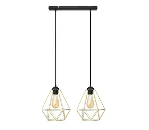 Svietidlá  Luster na lanku KARO 2xE27/15W/230V zlatá/čierna W-L 1311/2 BK-B GO MAT