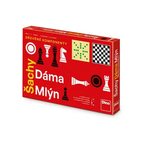 Rodinné hry Dino Toys Rodinná hra Šachy, Dáma, Mlyn Dino