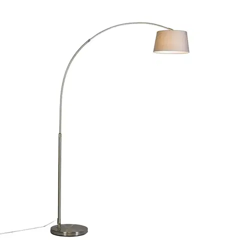 Oblúkové lampy Moderná oblúková lampa oceľ s sivým látkovým tienidlom - Arc Basic