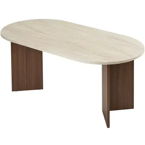 Konferenčné stolíky Jedálenský stôl Sablin – Travertine, Milano Walnut