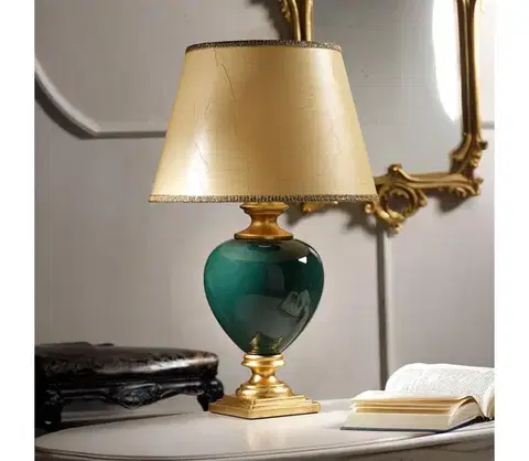 Lampy ONLI - Stolná lampa AMADEUS 1xE27/15W/230V 72 cm zelená/zlatá 225/GV