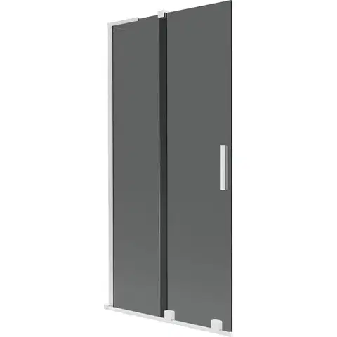 Sprchové dvere MEXEN/S - Velar L dvojkrídlová posuvná vaňová zástena 95 x 150, grafit, biela 896-095-003-41-20