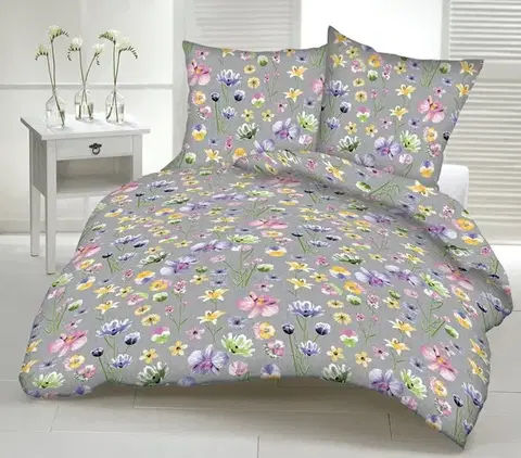 Obliečky Obliečky krepové Záhrada TiaHome - 1x Vankúš 90x70cm, 1x Paplón 140x200cm